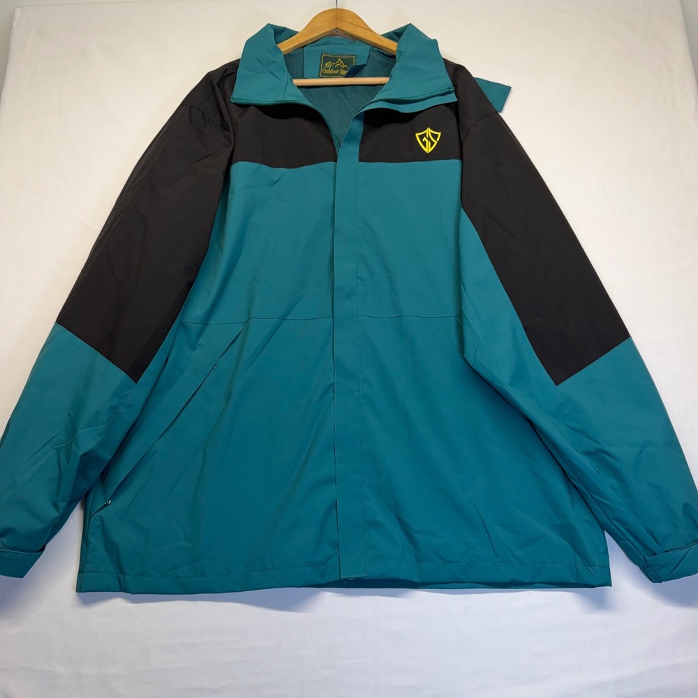 Outdoor Sport Windbreaker Removable Hood 2XL Teal Black Men Hiking Gorpcore Coat